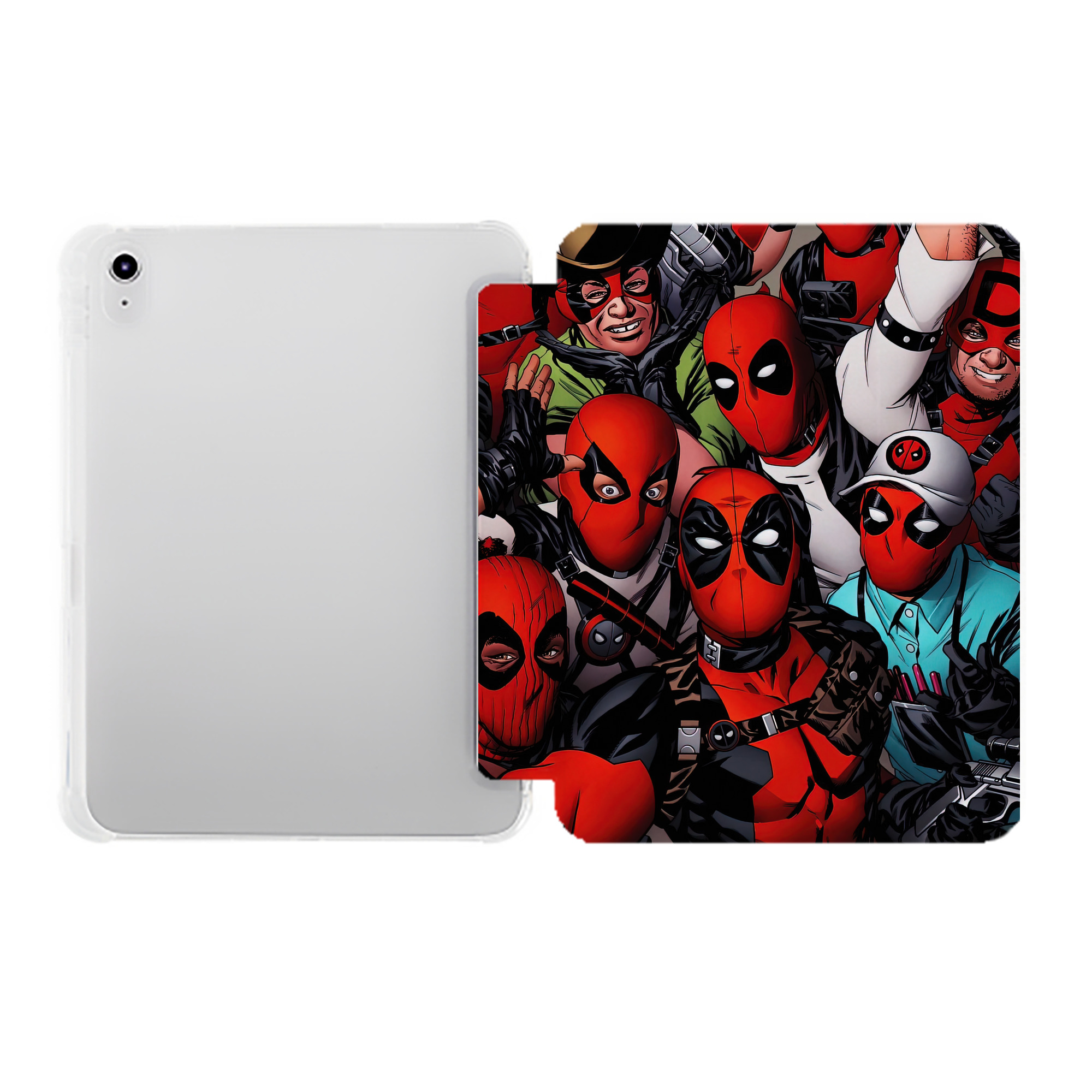 （画像用） Deadpool デッドプール IPad ケース ペン収納付き 三つ折りスタンド PUレザー×シリコン 対応機種9.5/10.5/10.9インチ